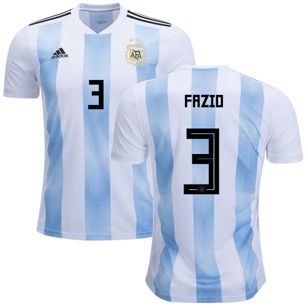 Argentina #3 Fazio Home Kid Soccer Country Jersey - Click Image to Close